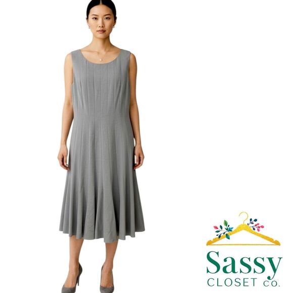 Calvin Klein Tin Gray Knife‑Pleat Fit & Flare Dress NWT Women’s 12 - Picture 2 of 8